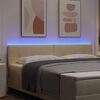 vidaXL Cabeceira LED com luzes de tira LED Creme 180 cm Poli&eacute;ster
