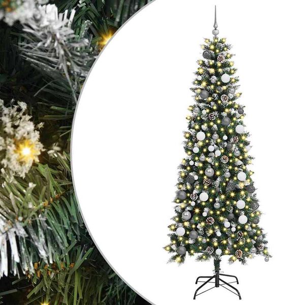 vidaXL &Aacute;rvore de Natal Artificial Verde 210 cm PVC, Pl&aacute;stico e A&ccedil;o