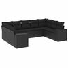 vidaXL 9 pcs conjunto de sof&aacute;s p/ jardim c/ almofad&otilde;es vime PE preto