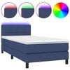 vidaXL Cama box spring c/ colch&atilde;o e LED 90x190 cm tecido azul