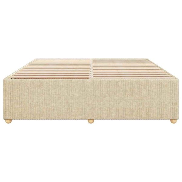 vidaXL Estrutura de cama sem colch&atilde;o 200x200 cm tecido cor creme