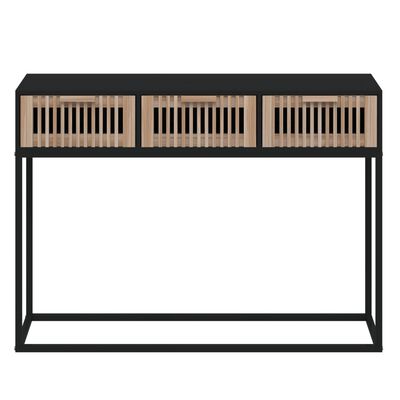 vidaXL Mesa consola 105x30x75 cm derivados de madeira e ferro preto