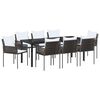 vidaXL Conjunto de Jantar para Jardim 9 pcs Marrom e Preto
