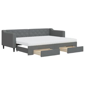 vidaXL Sof&aacute;-cama c/ gavet&atilde;o e gavetas 80x200 cm tecido cinzento-escuro