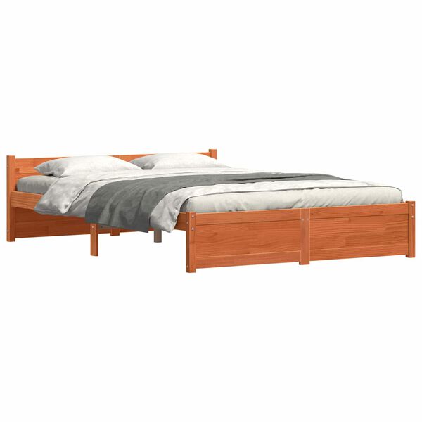 vidaXL Estrutura da Cama Marrom Cera 205.5 x 95.5 x 51 cm