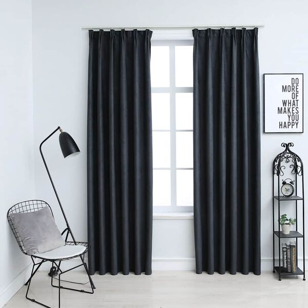 vidaXL Cortinas blackout com ganchos 2 pcs 140x175 cm antracite