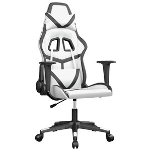 vidaXL Cadeira gaming couro artificial branco e preto