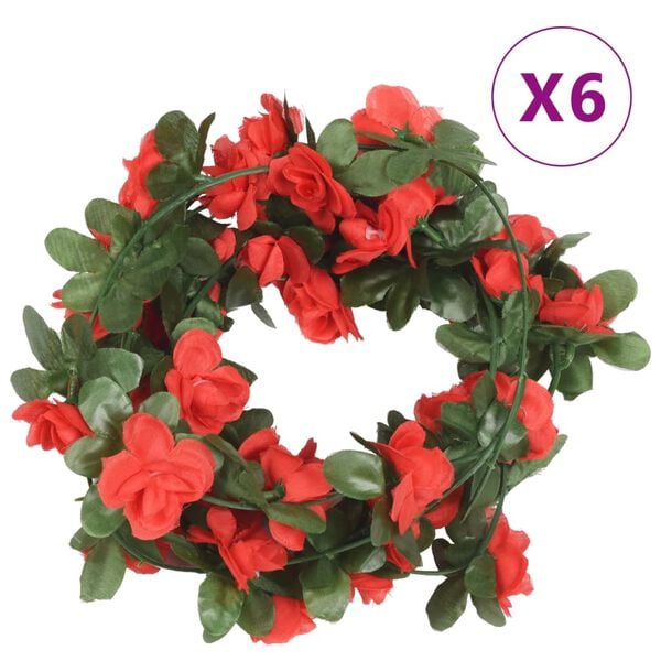 vidaXL Grinaldas de flores 6 pcs 250 cm vermelho