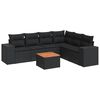 vidaXL 7 pcs conjunto de sof&aacute;s p/ jardim c/ almofad&otilde;es vime PE preto