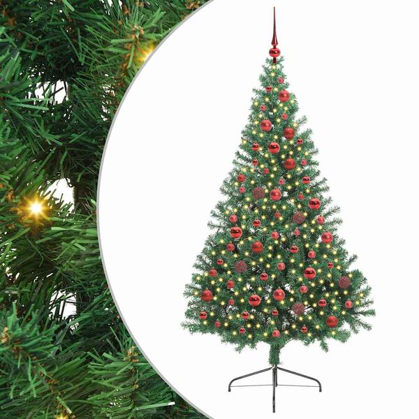 vidaXL &Aacute;rvore de Natal Artificial Pr&eacute;-iluminada Verde 180 cm PVC