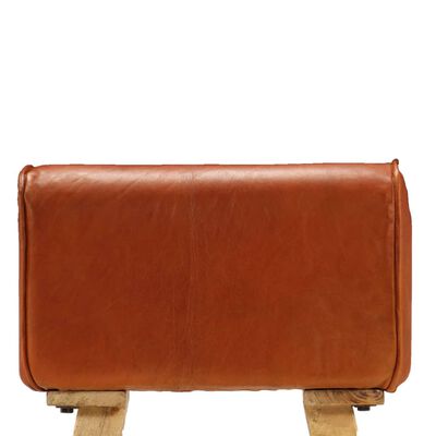 vidaXL Cadeiras bar 2 pcs mangueira maciça + couro genuíno