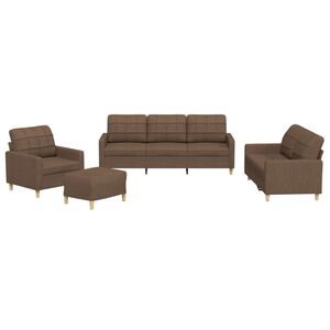 vidaXL 4 pcs conjunto de sof&aacute;s com almofad&otilde;es tecido castanho