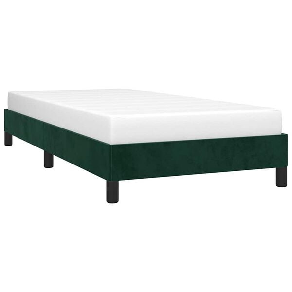 vidaXL Estrutura de cama sem colch&atilde;o 100x200 cm veludo verde-escuro