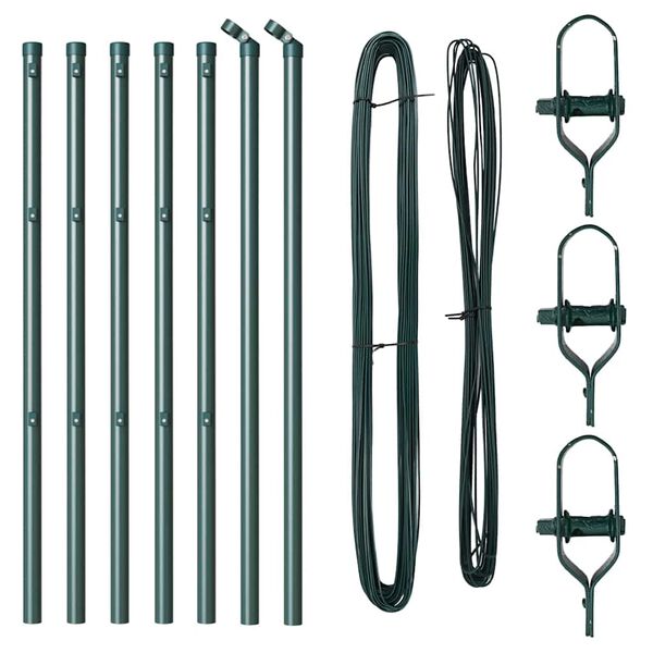 vidaXL Poste de Cerca 7 pcs Verde A&ccedil;o