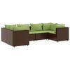 vidaXL 6 pcs conj. lounge jardim c/ almofad&otilde;es 6 pcs vime PE castanho