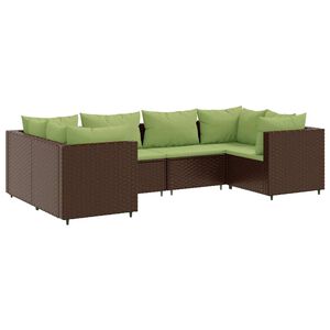vidaXL 6 pcs conj. lounge jardim c/ almofad&otilde;es 6 pcs vime PE castanho