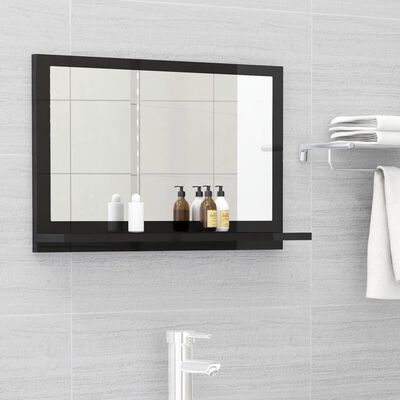 vidaXL Espelho de casa de banho 60x10,5x37cm contrap. preto brilhante