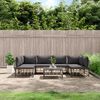 vidaXL 7 pcs conjunto lounge de jardim c/ almofadões vime PE antracite
