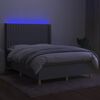 vidaXL Cama box spring c/ colch&atilde;o e LED 140x190 cm tecido cinza-claro