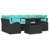 vidaXL Conjunto de Sof&aacute; de Jardim 7 unid. Preto Rattan Sint&eacute;tico