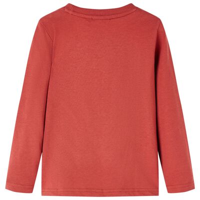 T-shirt de manga comprida para criança vermelho queimado 92