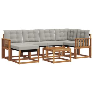 vidaXL Conjunto de Sof&aacute;s para Exterior 7 pcs Cinza Natural e Claro