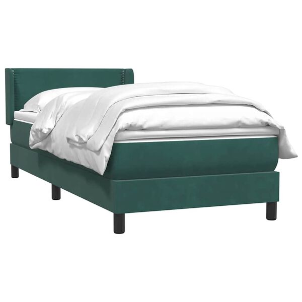 vidaXL Cama com molas/colch&atilde;o verde-escuro 80x220 cm veludo
