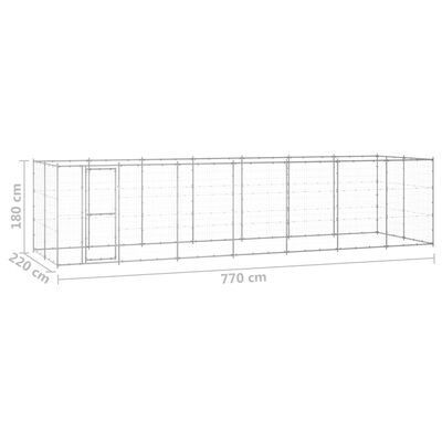 vidaXL Canil de exterior 16,94 m² aço galvanizado
