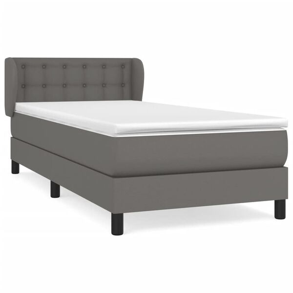 vidaXL Cama com molas/colchão 80x200 cm couro artificial cinza