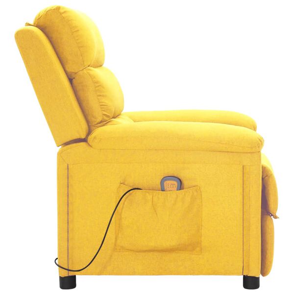 vidaXL Poltrona de massagens tecido amarelo-claro