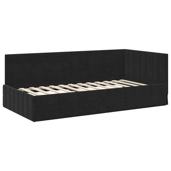 vidaXL Estrutura de Cama de Canto Preto 100 cm x 200 cm Veludo