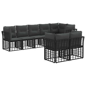 vidaXL Conjunto de Sof&aacute;s para Exterior Preto Poli&eacute;ster