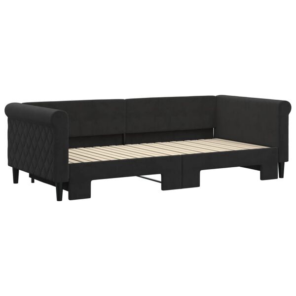 vidaXL Sofá-cama com gavetão 90x200 cm veludo preto