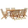 vidaXL 7pcs conjunto de jantar p/ jardim vime PE/ madeira maci&ccedil;a bege