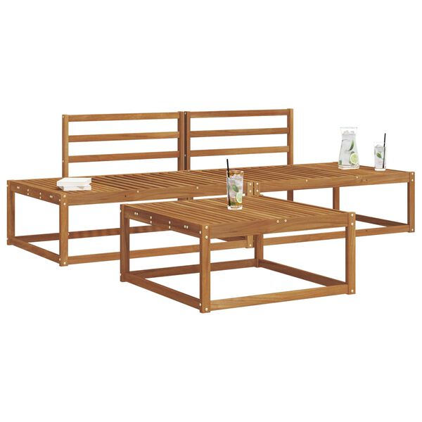 vidaXL Conjunto de Sof&aacute;s para Exterior 3 Pe&ccedil;a Natural