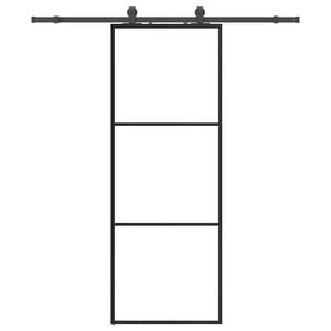 vidaXL Porta deslizante c/ conj. ferragens 76x205cm vidro ESG preto