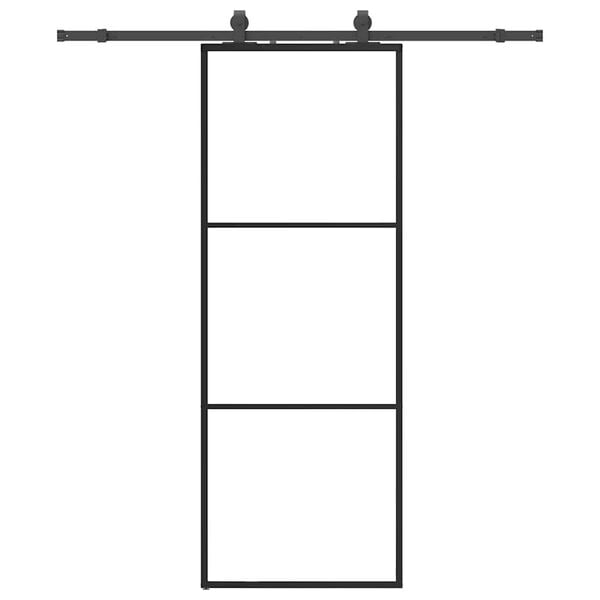 vidaXL Porta deslizante c/ conj. ferragens 76x205cm vidro ESG preto