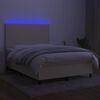 vidaXL Cama box spring c/ colch&atilde;o e LED 140x190 cm tecido cor creme