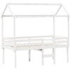 vidaXL Cama alta com telhado 90x200 cm pinho maci&ccedil;o branco