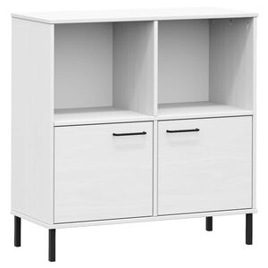 vidaXL Estante c/ pernas metal 90x35x90,5cm madeira maci&ccedil;a OSLO branco
