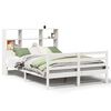 vidaXL Cama com estante sem colch&atilde;o 140x190 cm pinho maci&ccedil;o branco