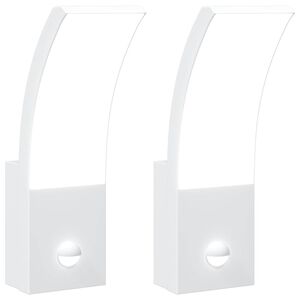 vidaXL Candeeiros parede LED exterior c/ sensor 2 pcs alum&iacute;nio branco