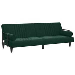 vidaXL Sof&aacute;-cama com apoio de bra&ccedil;os veludo verde-escuro