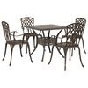 vidaXL Conjunto de Mesa de Jardim 5 pcs Bronze Alum&iacute;nio Fundido