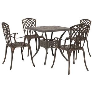 vidaXL Conjunto de Mesa de Jardim 5 pcs Bronze Alum&iacute;nio Fundido