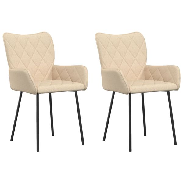 vidaXL Cadeiras de jantar 2 pcs tecido cor creme