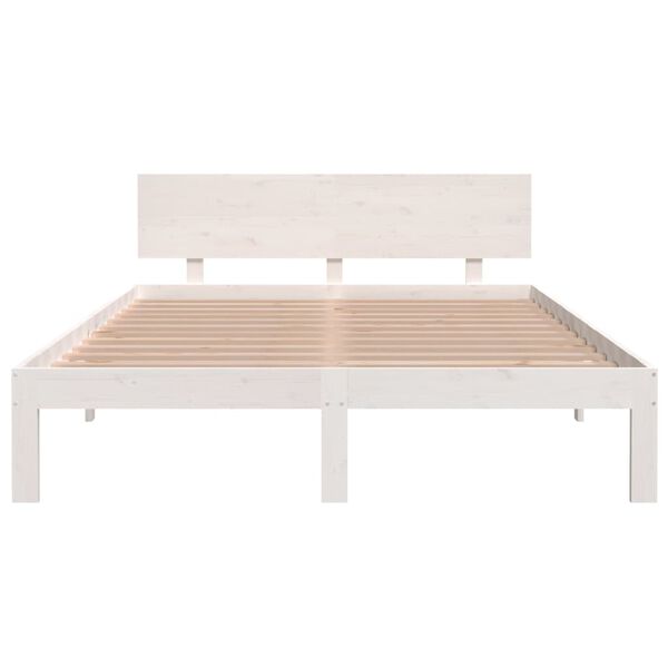 vidaXL Estrutura de cama 140x200 cm pinho maci&ccedil;o branco