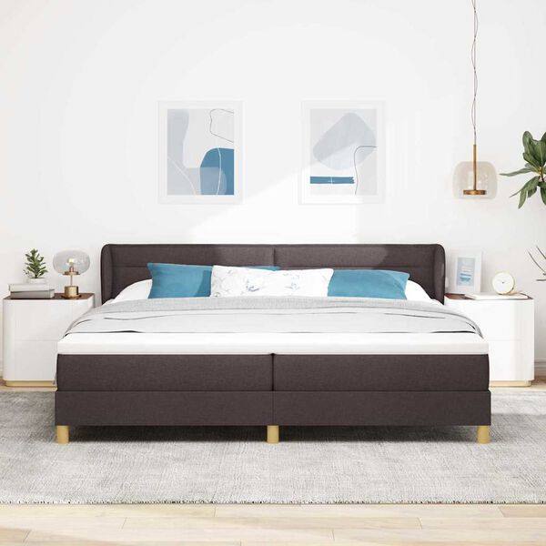 vidaXL Cama Box com colch&atilde;o Marrom Escuro 200 x 200 cm tecido
