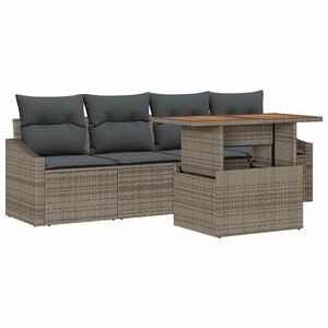 vidaXL Conjunto de Sof&aacute; de Jardim 5 pcs Cinzeto Rattan Sint&eacute;tico