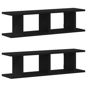 vidaXL Estantes de parede 2 pcs deriv. madeira carvalho preto